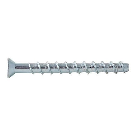 Dewalt Concrete Screw Anchor, 1/4" Dia., Flat, 3" L, Carbon Steel Zinc, 100 PK DEW PFM1411105